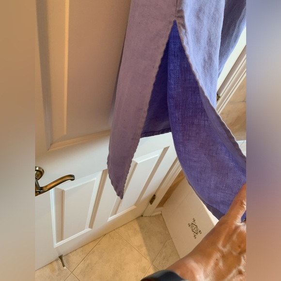 Chadwick’s vintage Aline 100% Linen midi skirt side 13” size 6 petite periwinkle - Picture 2 of 9